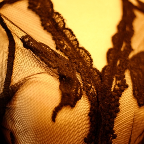 Black Butterfly Lace Cottagecore Peasant Duster Cover - Picture 4 of 7